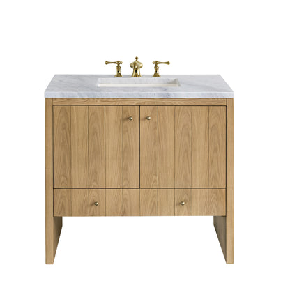 Hudson 36" Single Vanity, Light Natural Oak w/ 3CM Carrara Marble Top James Martin Vanities