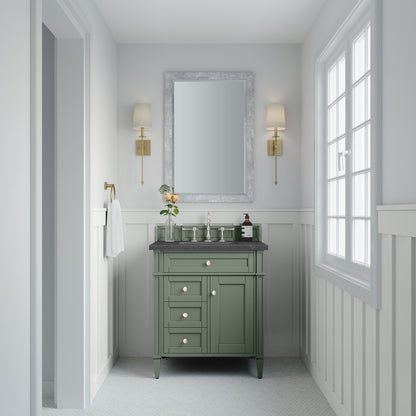 Brittany 30" Single Vanity, Smokey Celadon w/ 3CM Charcoal Soapstone Top James Martin Vanities