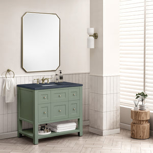 Breckenridge 36" Single Vanity, Smokey Celadon w/ 3CM Charcoal Soapstone Top James Martin Vanities