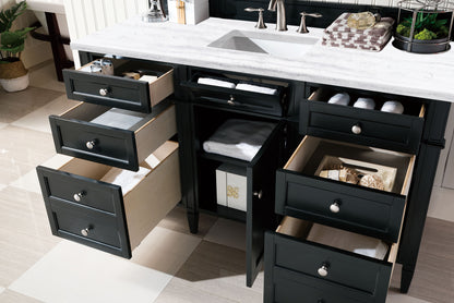 Bathroom Vanities Outlet Atlanta Renovate for LessBrittany 60" Single Vanity, Black Onyx w/ 3 CM Arctic Fall Solid Surface Top