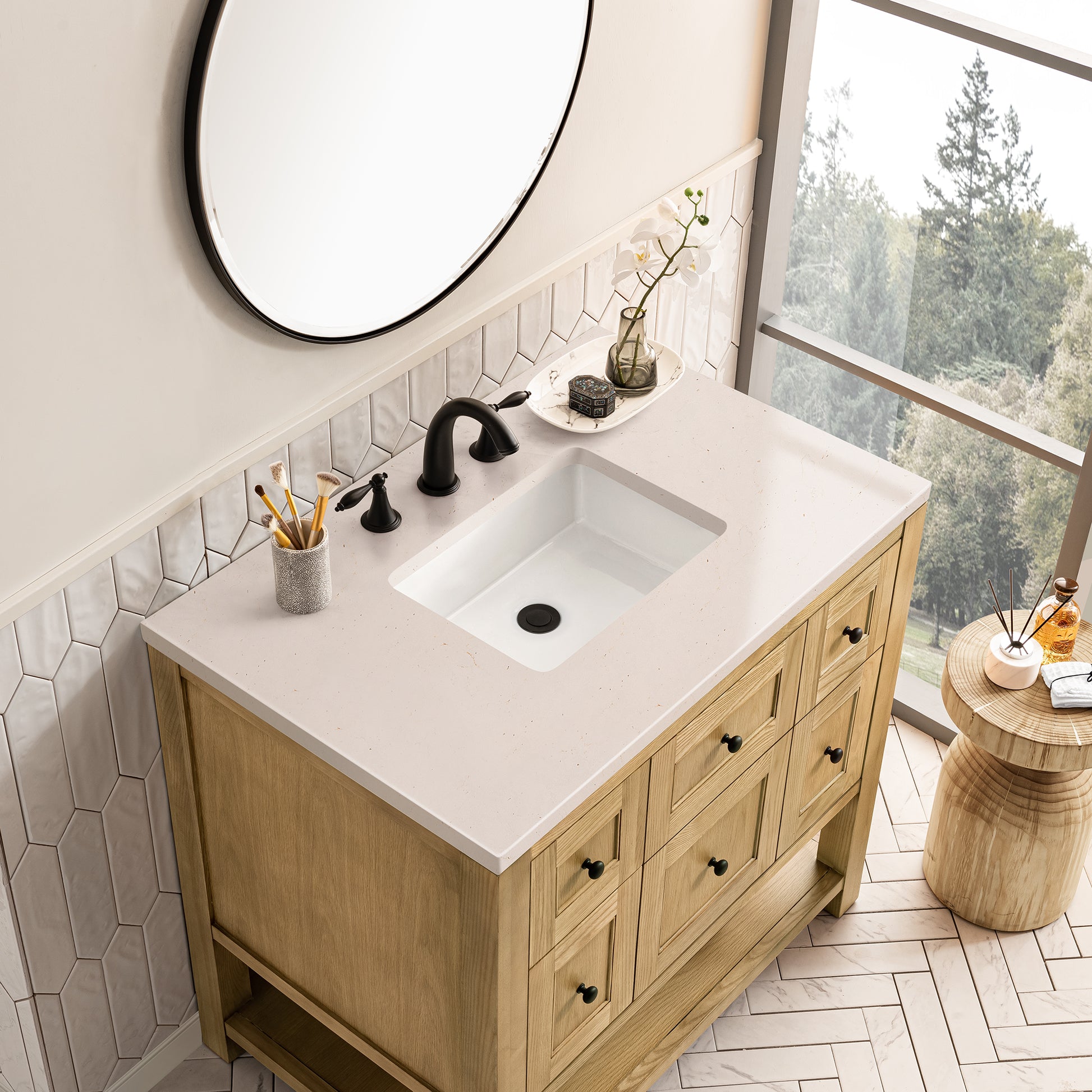 Bathroom Vanities Outlet Atlanta Renovate for LessBreckenridge 36" Single Vanity, Light Natural Oak w/ 3CM Eternal Marfil Top