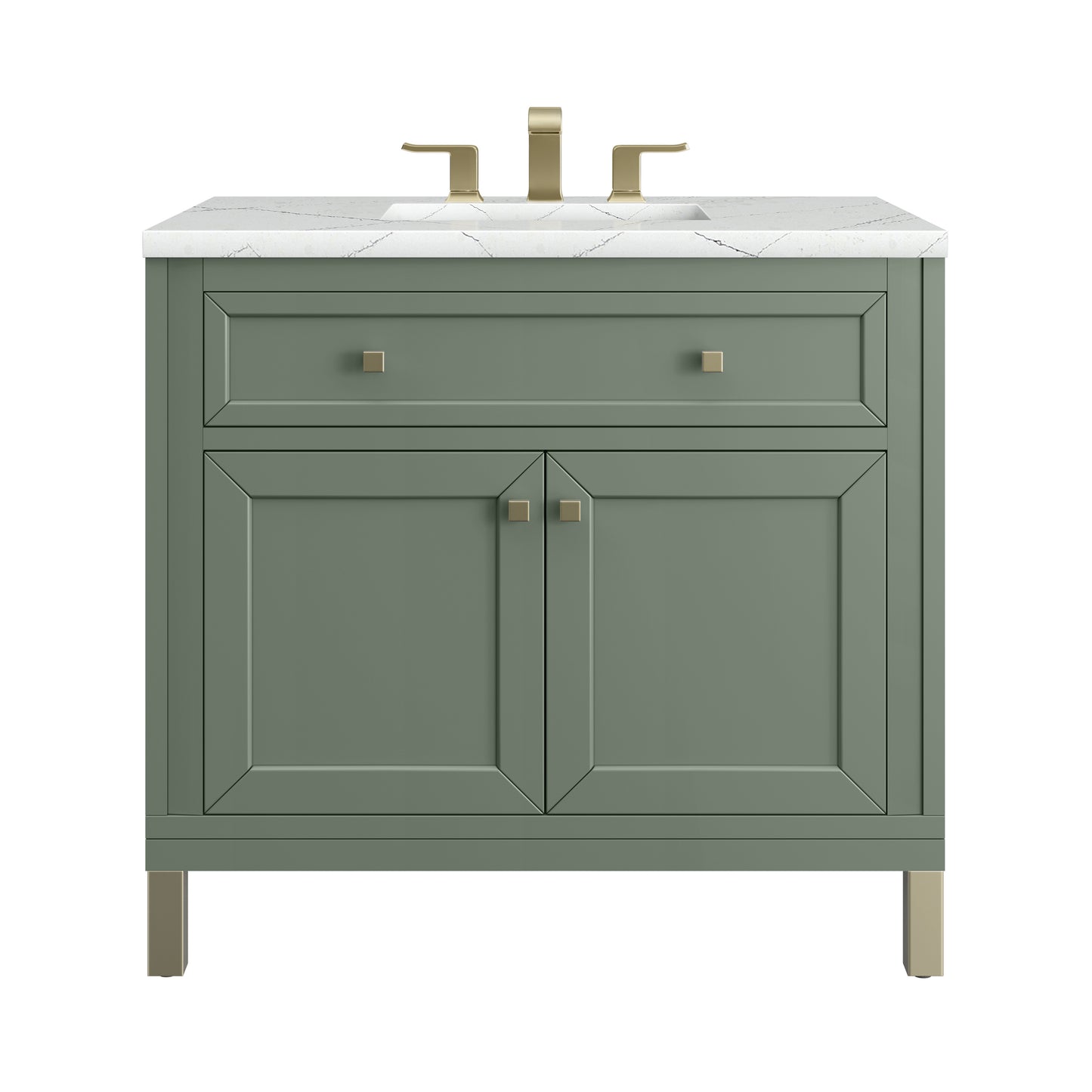 Chicago 36" Single Vanity, Smokey Celadon w/ 3CM Ethereal Noctis Top James Martin Vanities