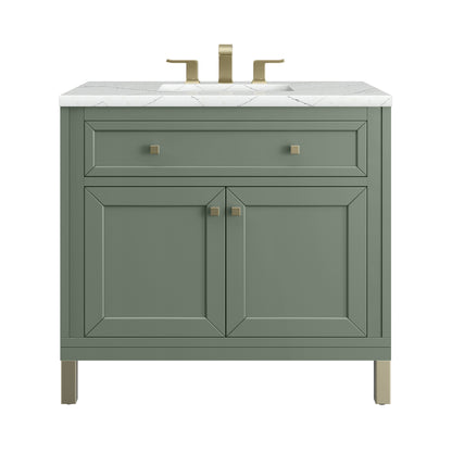 Chicago 36" Single Vanity, Smokey Celadon w/ 3CM Ethereal Noctis Top James Martin Vanities