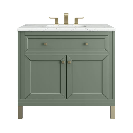 Chicago 36" Single Vanity, Smokey Celadon w/ 3CM Ethereal Noctis Top James Martin Vanities