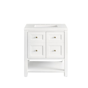 Breckenridge 30" Single Vanity, Bright White w/ 3CM White Zeus Top James Martin Vanities