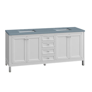 Bathroom Vanities Outlet Atlanta Renovate for LessChicago 72" Double Vanity, Glossy White w/ 3CM Cala Blue Top