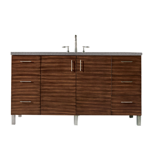 Metropolitan 60" Single Vanity, American Walnut, w/ 3 CM Grey Expo Quartz Top James Martin Vanities