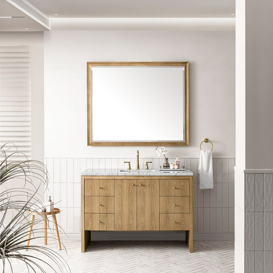 Hudson 48" Single Vanity, Light Natural Oak w/ 3CM Arctic Fall Top James Martin Vanities