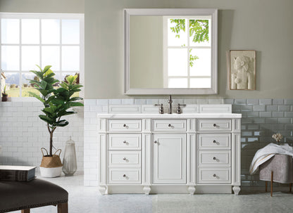 Bristol 60" Single Vanity, Bright White, w/ 3 CM Arctic Fall Solid Surface Top James Martin Vanities