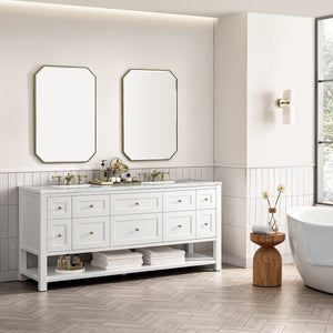 Breckenridge 72" Double Vanity, Bright White w/ 3CM Ethereal Noctis Top James Martin Vanities