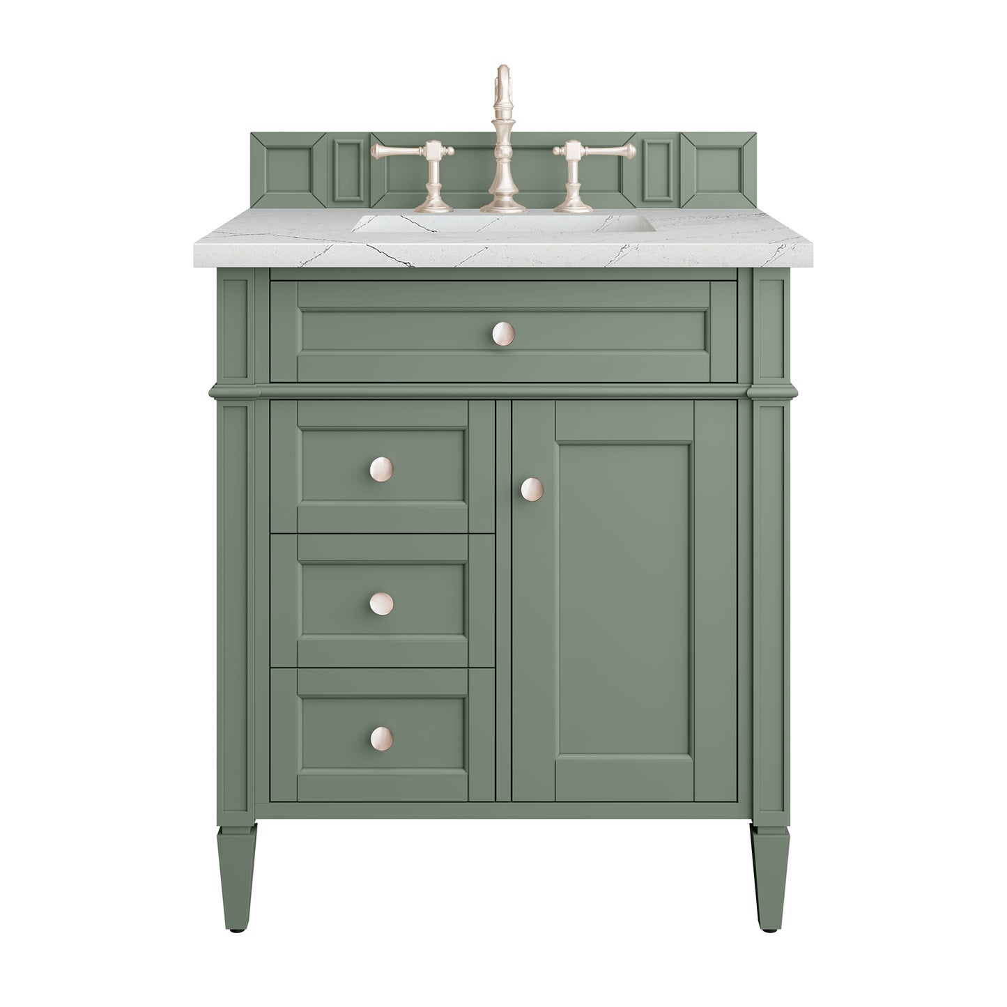 Brittany 30" Single Vanity, Smokey Celadon w/ 3CM Ethereal Noctis Top James Martin Vanities