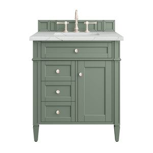 Brittany 30" Single Vanity, Smokey Celadon w/ 3CM Ethereal Noctis Top James Martin Vanities