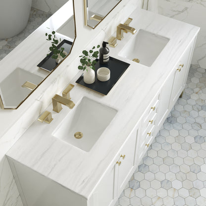 Chicago 72" Double Vanity, Glossy White w/ 3CM Arctic Fall Top James Martin Vanities