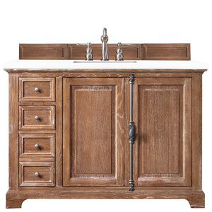 Providence 48" Single Vanity Cabinet, Driftwood, w/ 3 CM White Zeus Quartz Top James Martin Vanities