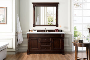 Brookfield 60" Single Vanity, Burnished Mahogany w/ 3 CM Arctic Fall Solid Surface Top James Martin Vanities