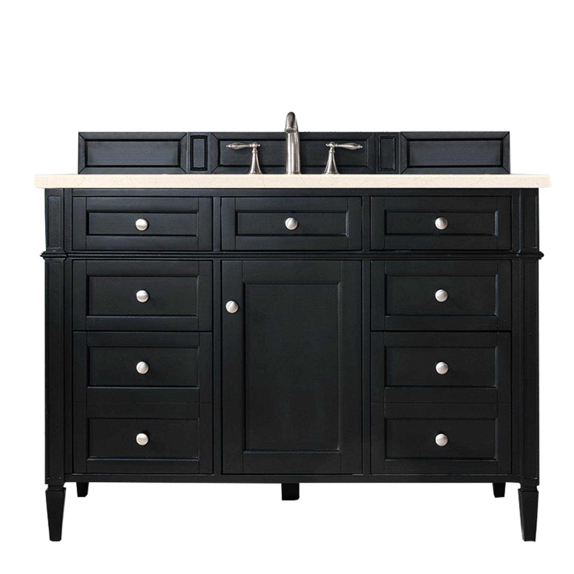 Brittany 48" Black Onyx Single Vanity w/ 3 CM Eternal Marfil Quartz Top James Martin Vanities