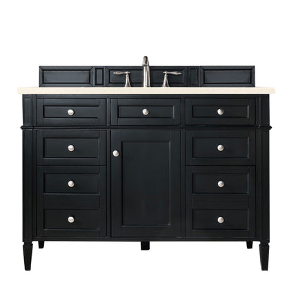 Brittany 48" Black Onyx Single Vanity w/ 3 CM Eternal Marfil Quartz Top James Martin Vanities