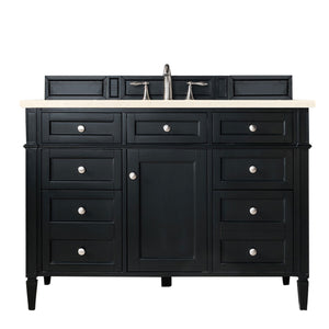 Brittany 48" Black Onyx Single Vanity w/ 3 CM Eternal Marfil Quartz Top James Martin Vanities