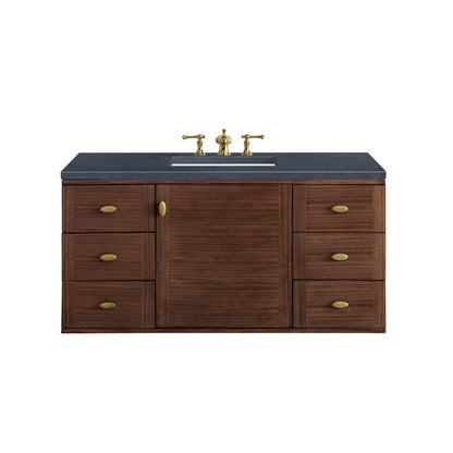 Amberly 48" Single Vanity, Mid-Century Walnut w/ 3CM Charcoal Soapstone Top James Martin Vanities