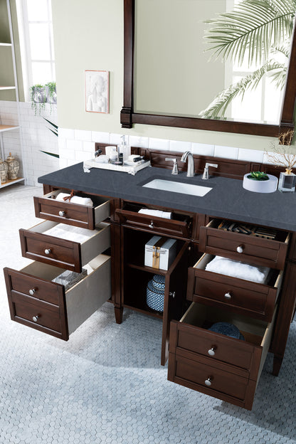 Bathroom Vanities Outlet Atlanta Renovate for LessBrittany 60" Burnished Mahogany Single Vanity w/ 3 CM Charcoal Soapstone Quartz Top