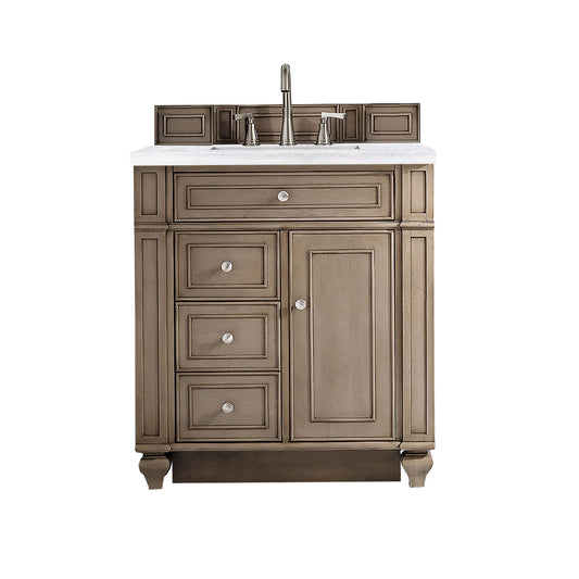 Bristol 30" Single Vanity, Whitewashed Walnut, w/ 3 CM Arctic Fall Solid Surface Top James Martin Vanities