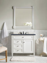 Load image into Gallery viewer, Brittany 36&quot; Bright White Single Vanity w/ 3 CM Charcoal Soapstone Quartz Top James Martin Vanities