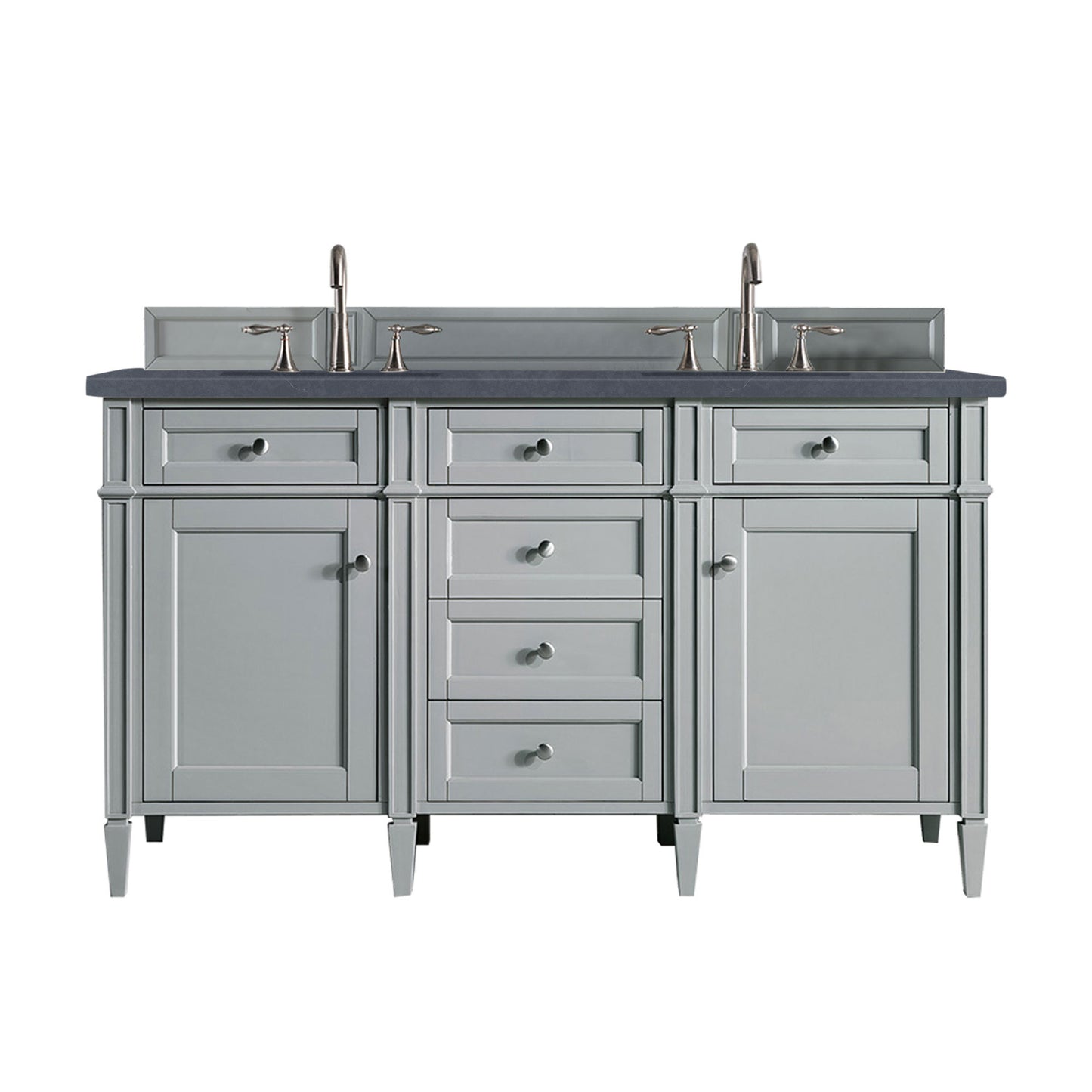 Brittany 60" Urban Gray Double Vanity w/ 3 CM Charcoal Soapstone Quartz Top James Martin Vanities