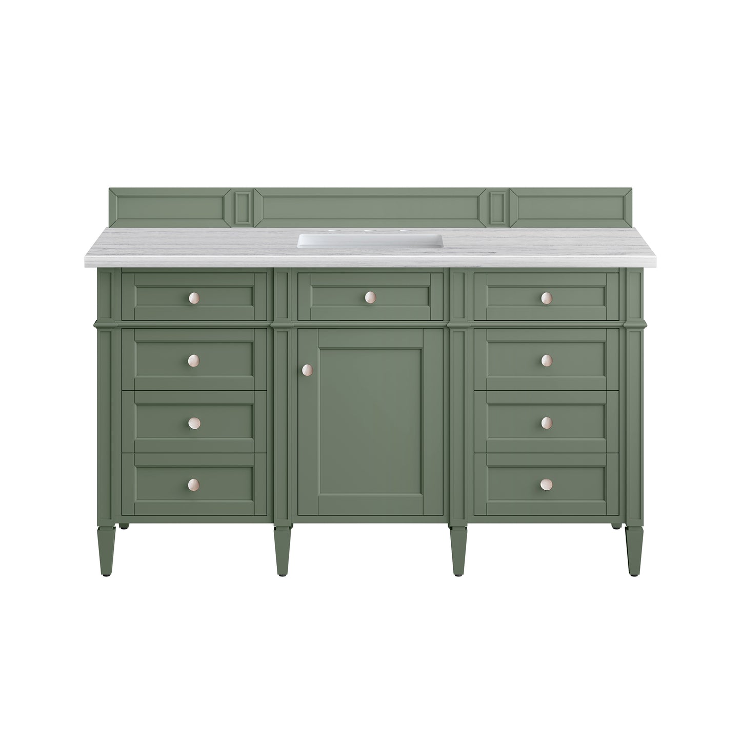 Brittany 60" Single Vanity, Smokey Celadon w/ 3CM Arctic Fall Top James Martin Vanities