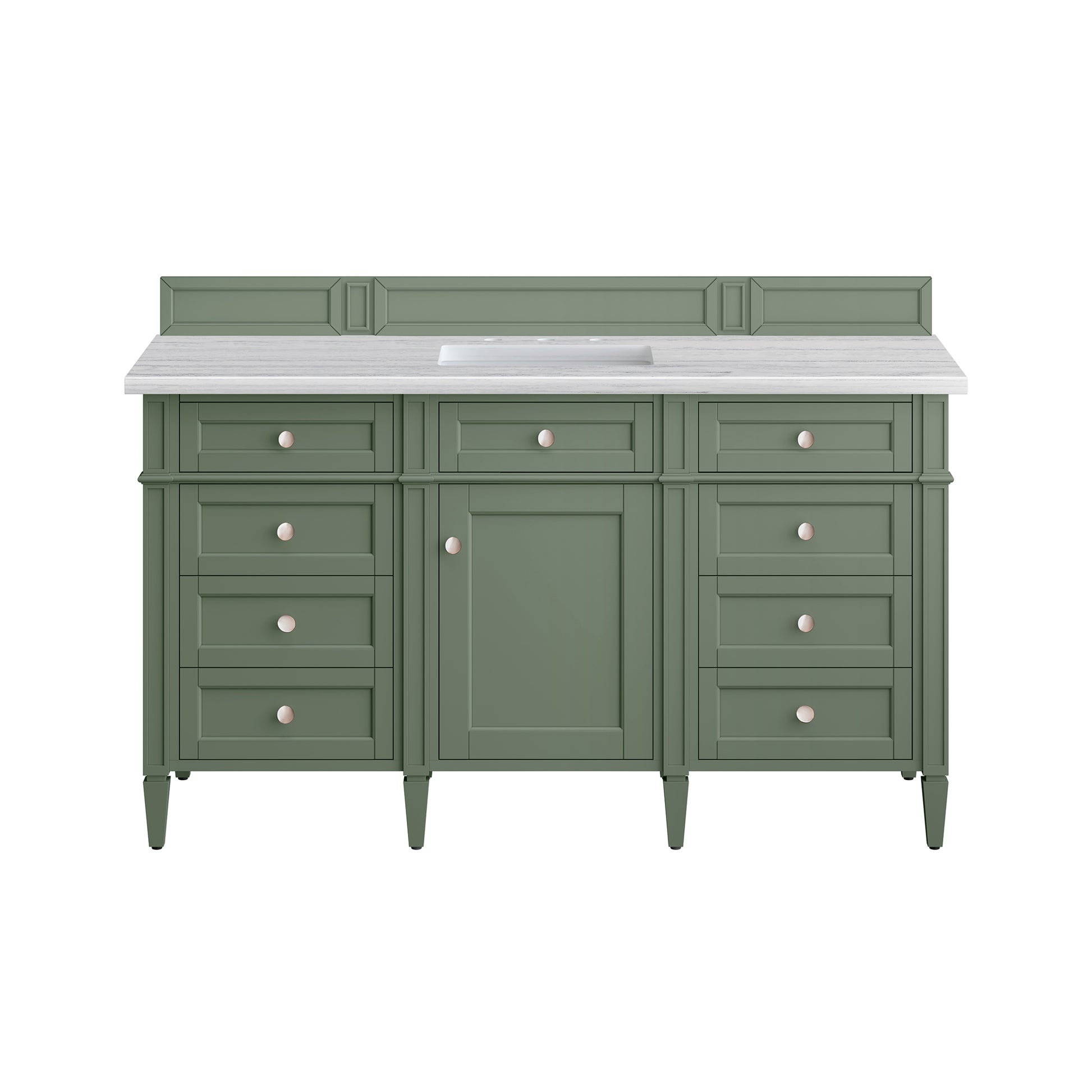 Brittany 60" Single Vanity, Smokey Celadon w/ 3CM Arctic Fall Top James Martin Vanities