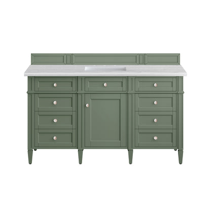 Brittany 60" Single Vanity, Smokey Celadon w/ 3CM Arctic Fall Top James Martin Vanities