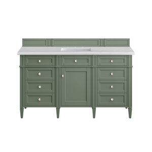 Brittany 60" Single Vanity, Smokey Celadon w/ 3CM Arctic Fall Top James Martin Vanities