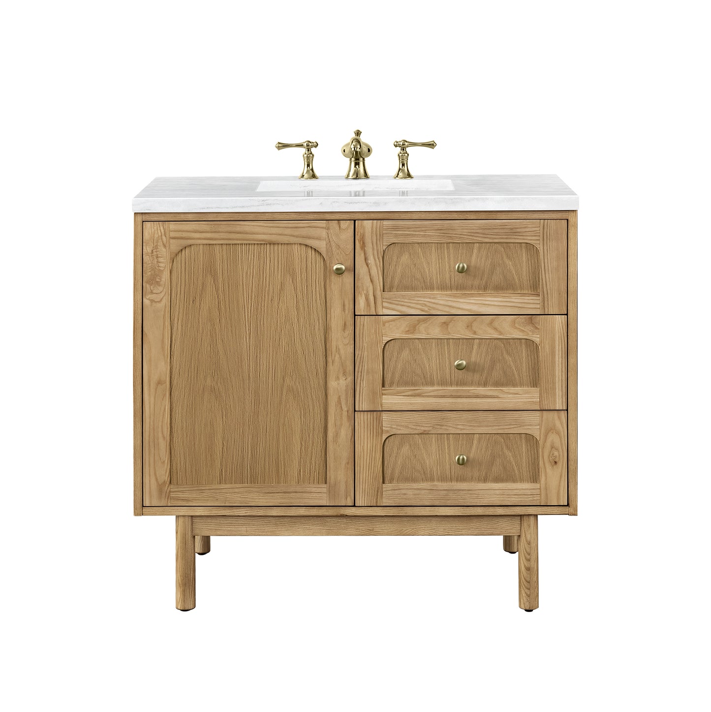Laurent 36" Single Vanity, Light Natural Oak w/ 3CM Arctic Fall Top James Martin Vanities