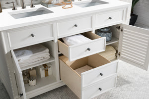Bathroom Vanities Outlet Atlanta Renovate for LessSavannah 60" Double Vanity Cabinet, Bright White, w/ 3 CM White Zeus Quartz Top