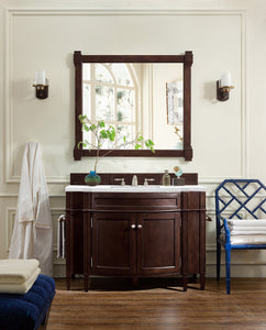 Brittany 46" Single Vanity, Burnished Mahogany w/ 3 CM White Zeus Quartz Top James Martin Vanities