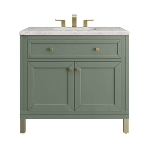 Chicago 36" Single Vanity, Smokey Celadon w/ 3CM Eternal Jasmine Pearl Top James Martin Vanities