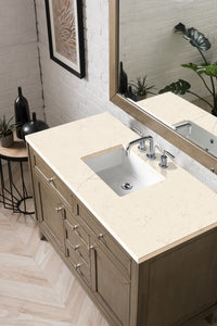 Chicago 48" Single Vanity, Whitewashed Walnut w/ 3 CM Eternal Marfil Quartz Top James Martin Vanities