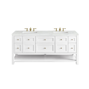 Breckenridge 72" Double Vanity, Bright White w/ 3CM Ethereal Noctis Top James Martin Vanities