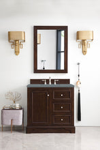 Load image into Gallery viewer, De Soto 36&quot; Single Vanity, Burnished Mahogany w/ 3 CM Cala Blue Quartz Top James Martin Vanities