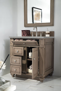 Bristol 30" Single Vanity, Whitewashed Walnut, w/ 3 CM Eternal Serena Quartz Top James Martin Vanities