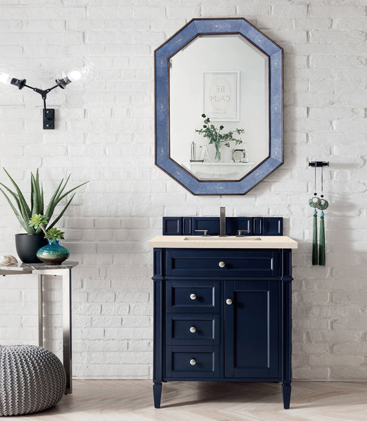Brittany 30" Single Vanity, Victory Blue w/ 3 CM Eternal Marfil Quartz Top James Martin Vanities