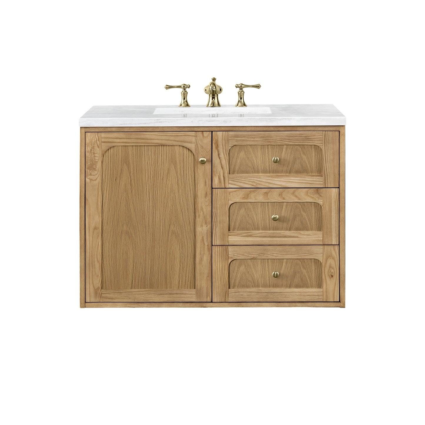 Laurent 36" Single Vanity, Light Natural Oak w/ 3CM Arctic Fall Top James Martin Vanities