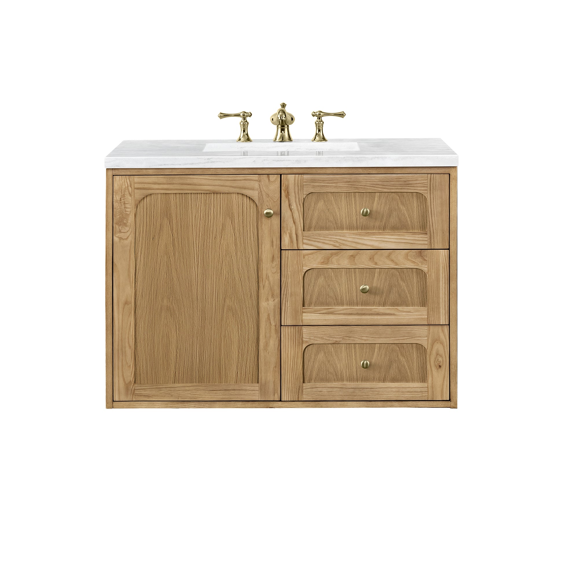 Laurent 36" Single Vanity, Light Natural Oak w/ 3CM Arctic Fall Top James Martin Vanities