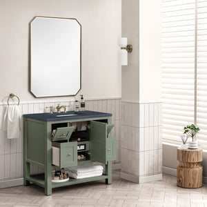 Breckenridge 36" Single Vanity, Smokey Celadon w/ 3CM Charcoal Soapstone Top James Martin Vanities