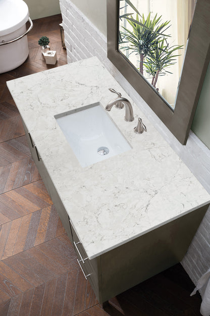 Metropolitan 48" Single Vanity, Silver Oak, w/ 3 CM Eternal Jasmine Pearl Quartz Top James Martin Vanities