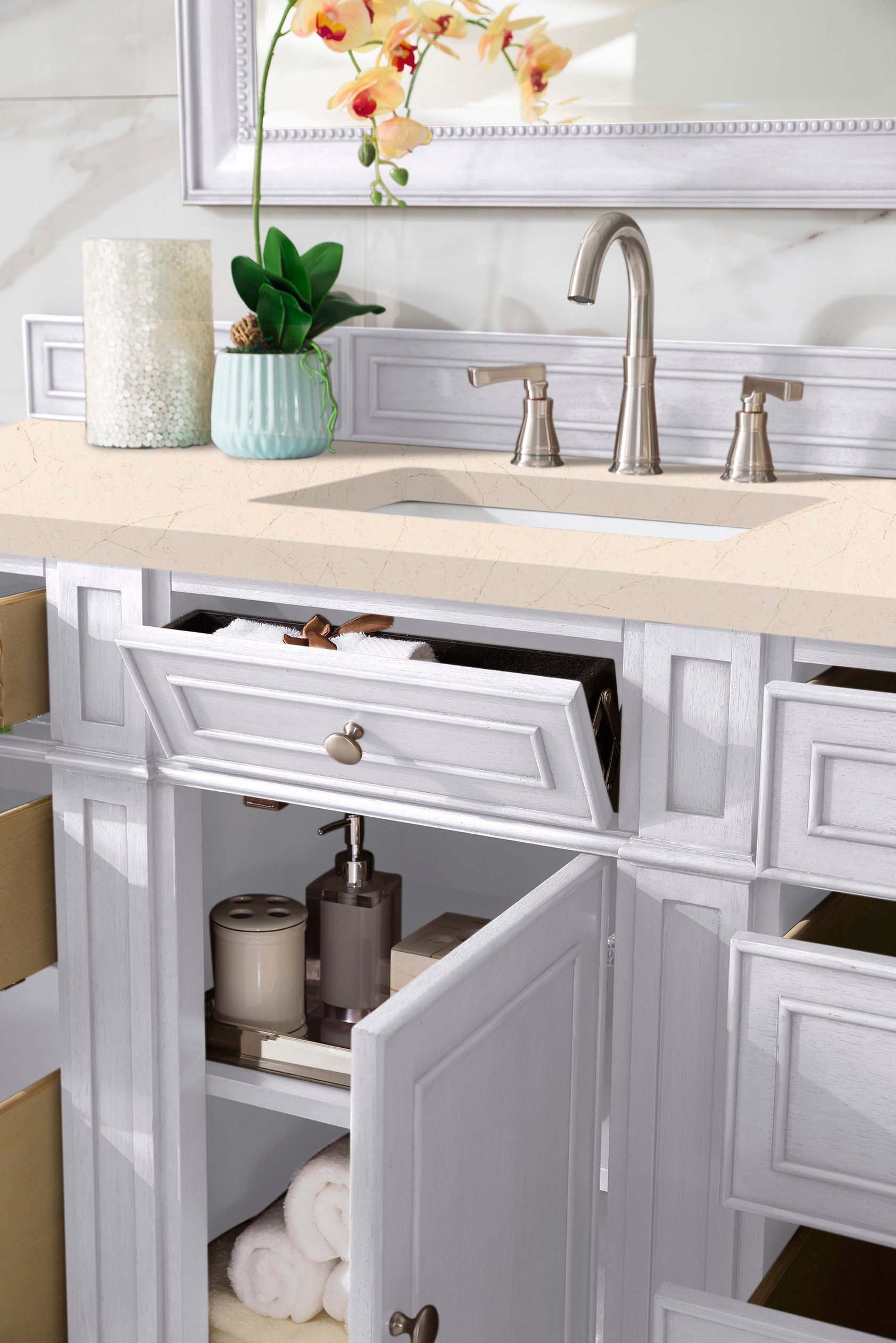 Bristol 60" Single Vanity, Bright White, w/ 3 CM Eternal Marfil Quartz Top James Martin Vanities