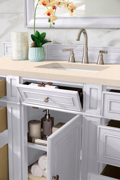 Bristol 60" Single Vanity, Bright White, w/ 3 CM Eternal Marfil Quartz Top James Martin Vanities