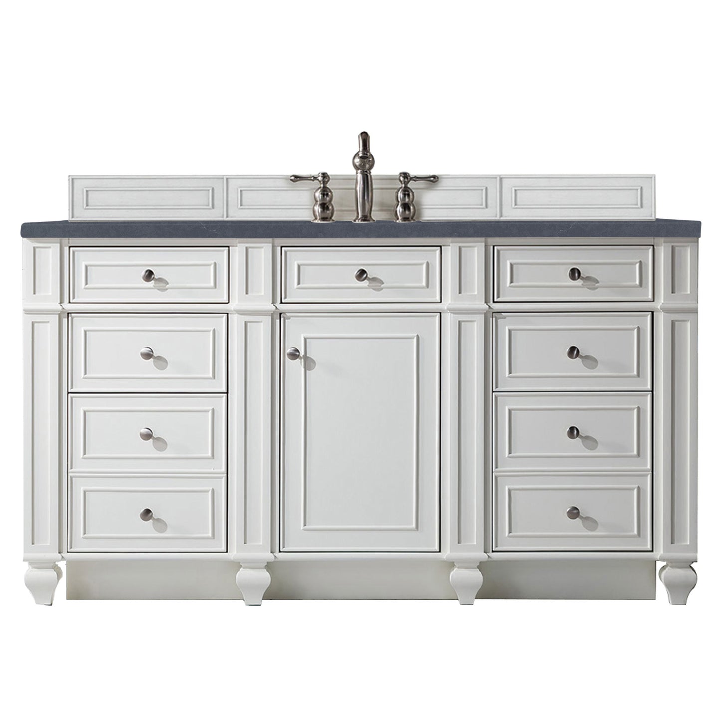 Bristol 60" Single Vanity, Bright White, w/ 3 CM Charcoal Soapstone Quartz Top James Martin Vanities