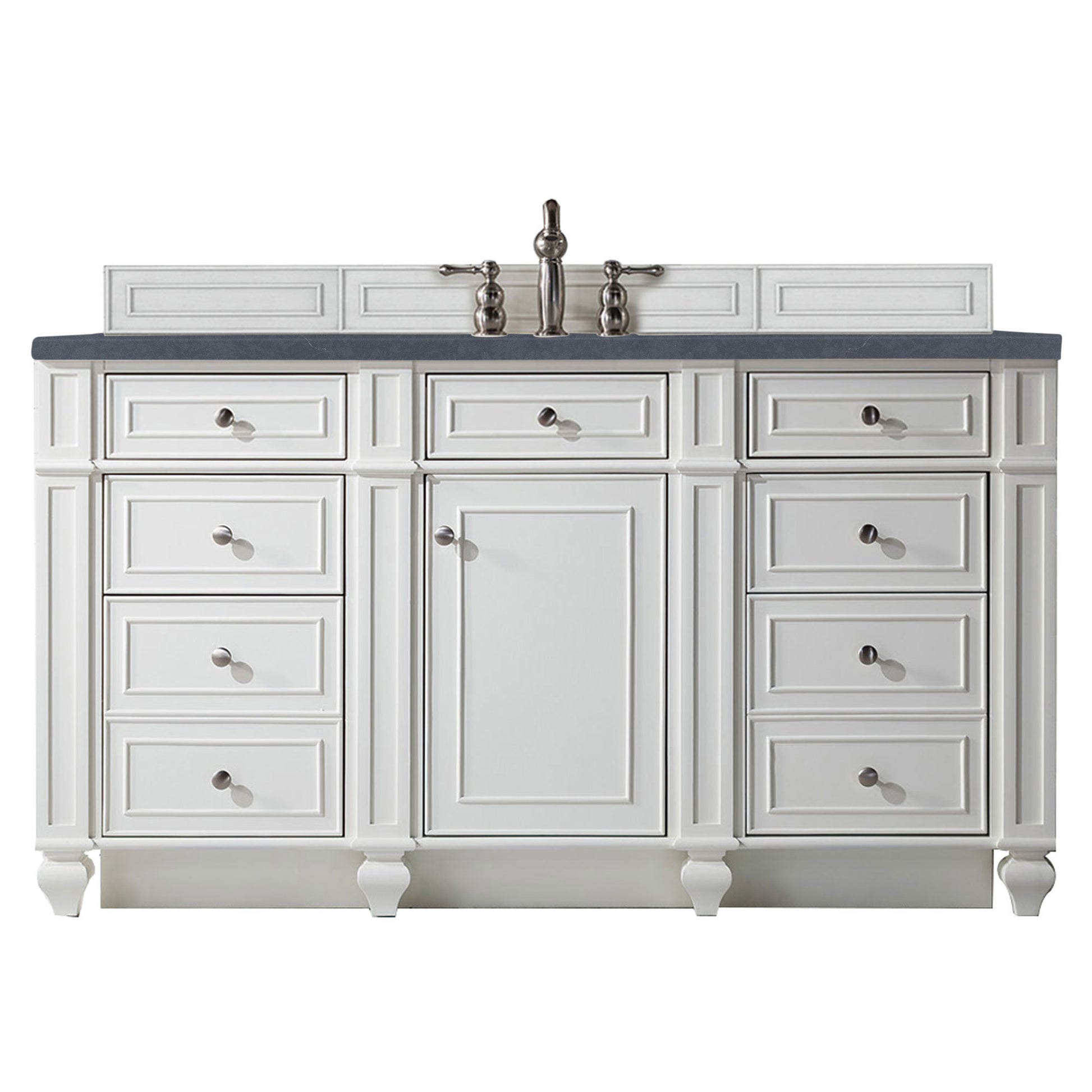 Bristol 60" Single Vanity, Bright White, w/ 3 CM Charcoal Soapstone Quartz Top James Martin Vanities
