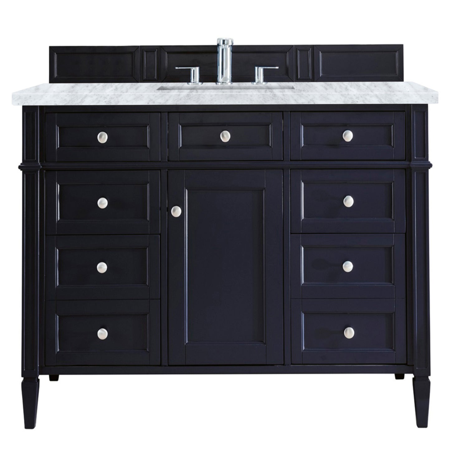 Brittany 48" Victory Blue Single Vanity w/ 3 CM Carrara Marble Top James Martin Vanities