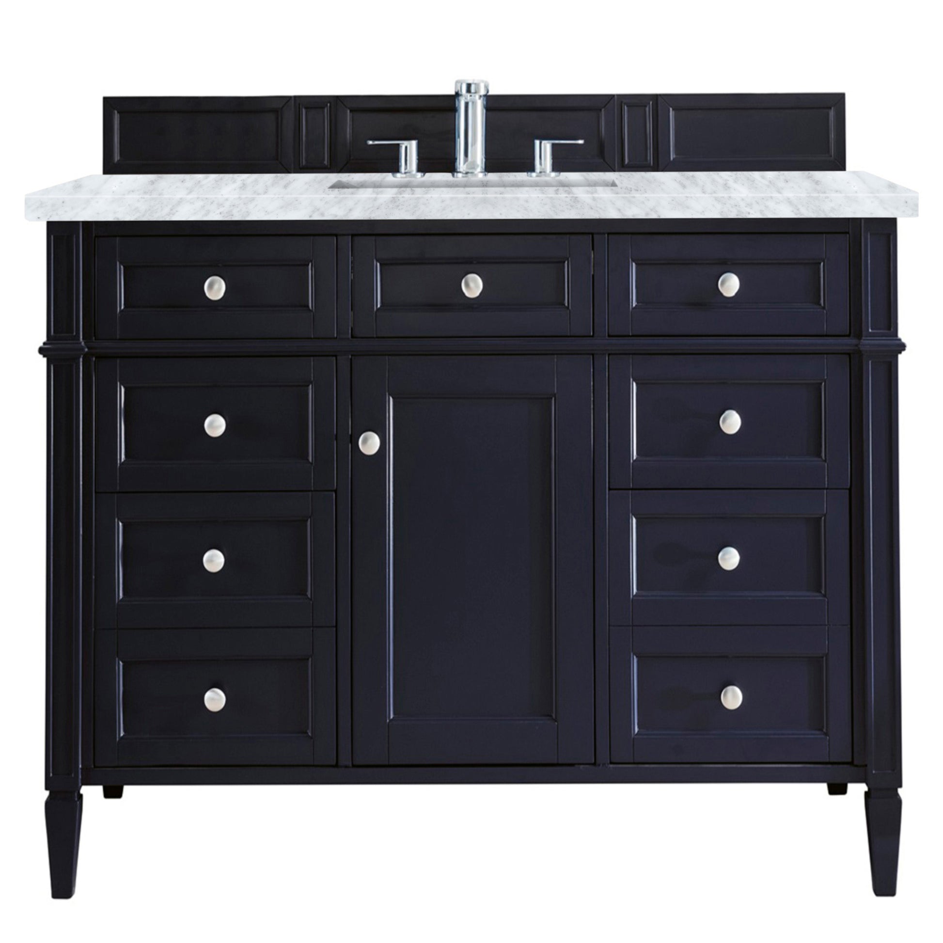 Brittany 48" Victory Blue Single Vanity w/ 3 CM Carrara Marble Top James Martin Vanities